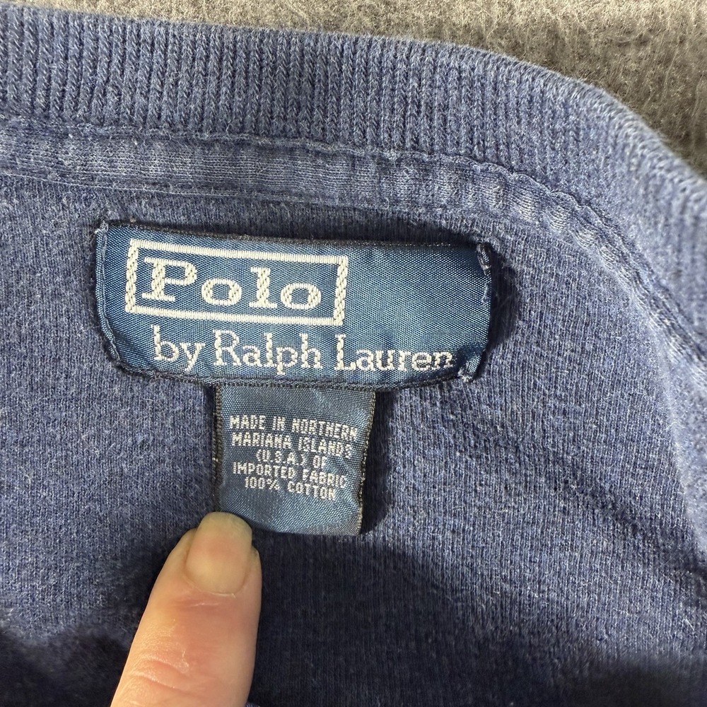 Vintage Polo Ralph Lauren Sweater Sweatshirt Preppy Men 2XL Blue Crewneck Pony - Picture 6 of 7